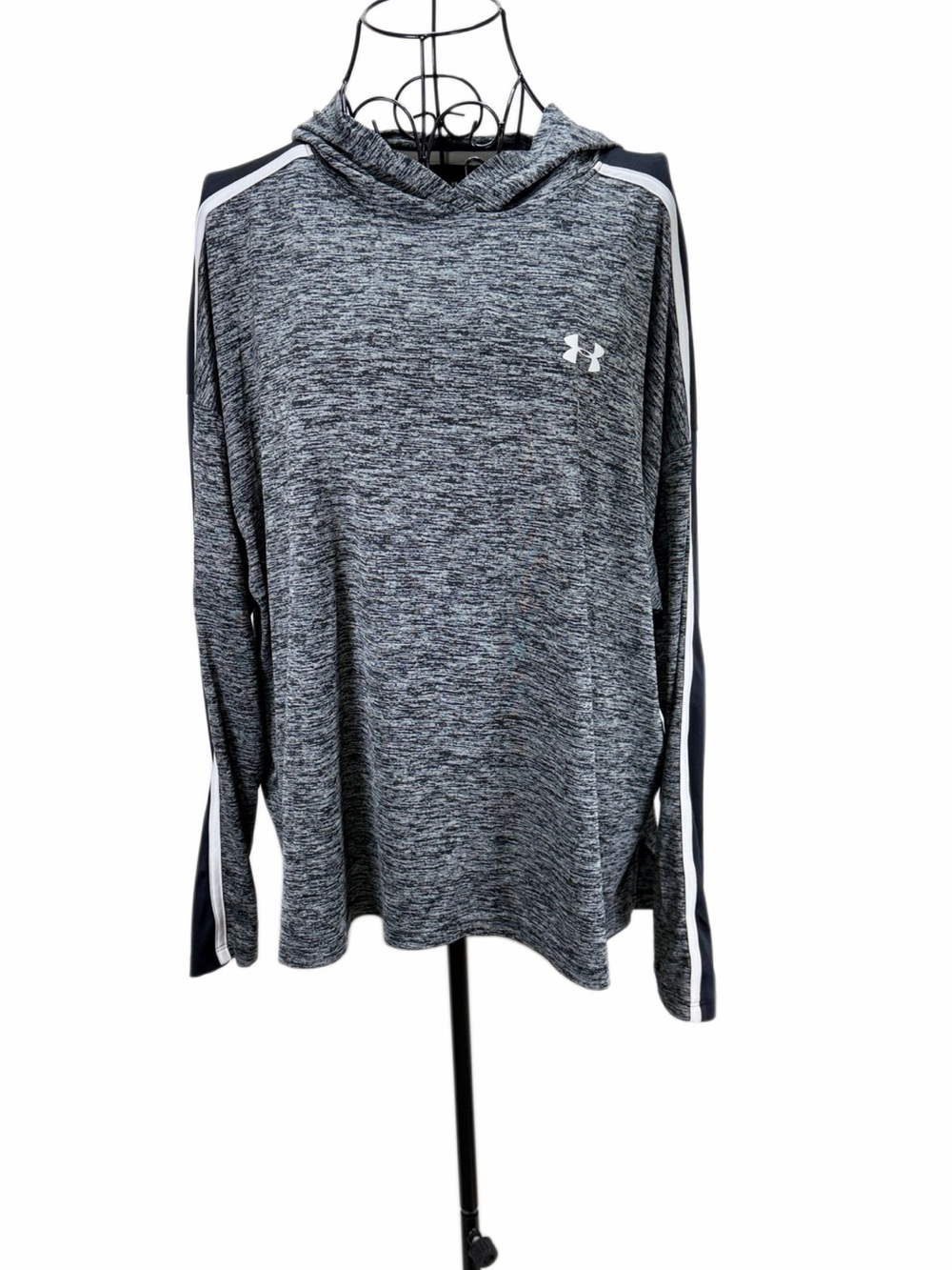 Under Armour Gray Heathered Hoodie with Black Stripe Accents